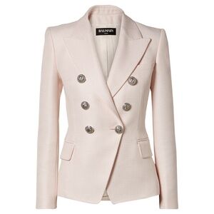 Balmain Double-breasted woven blazer in Light Pink, Sz 46 (US 14)